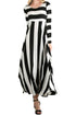 Black Bold Stripe Long Sleeve Maxi Dress